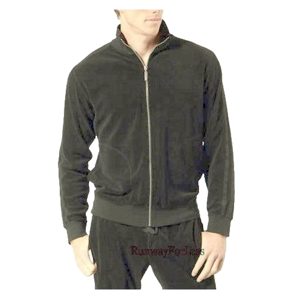 New JUICY COUTURE Mens Gray Terry Stripe Jacket Bluebird XLarge XL $168